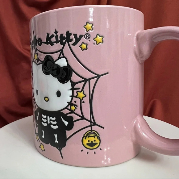 New Halloween 2022 Sanrio Halloween Hello Kitty Pink Spiderweb Skeleton Mug - Picture 10 of 10